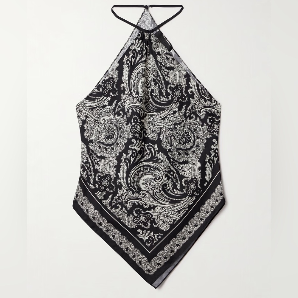 NWT Nili Lotan Audrey Silk Bandana Print Halter Top Size S